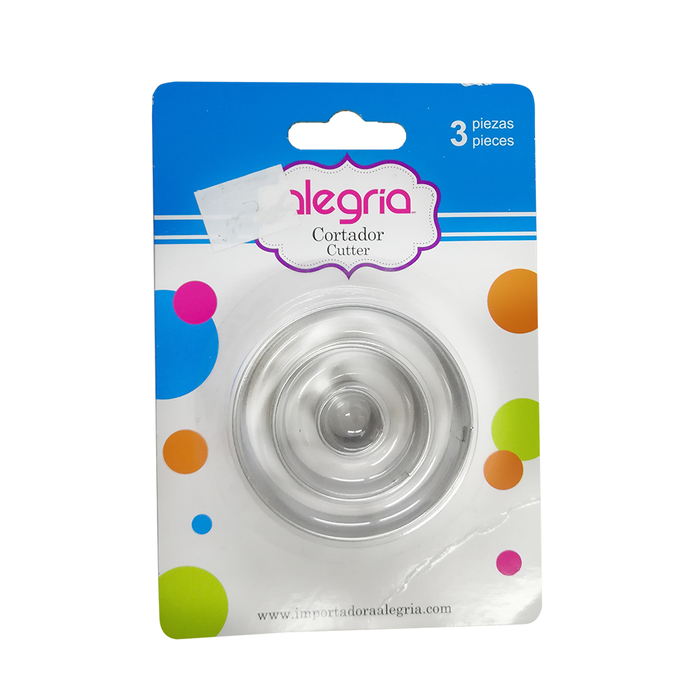 CORTADOR GALLETAS METALICO REDONDO 3 PIEZAS ALEGRIA