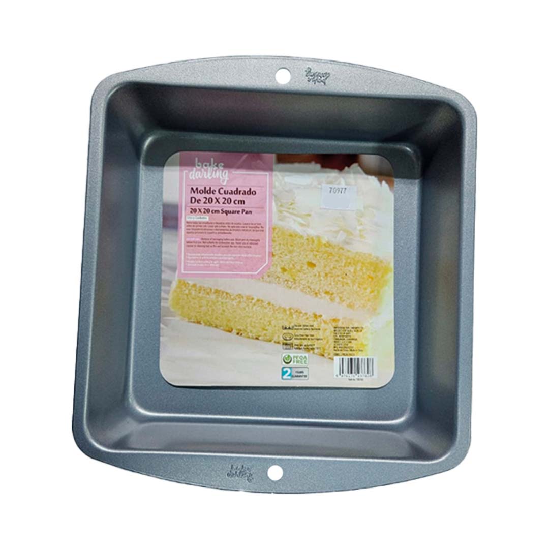 MOLDE PASTEL CUADRADO ACERO ANTIADHERENTE 20 X 20 CM BAKE DARLING