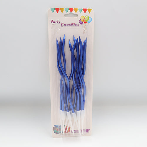 VELA ESPIRAL LARGA AZUL 12 PIEZAS BAKE DARLING