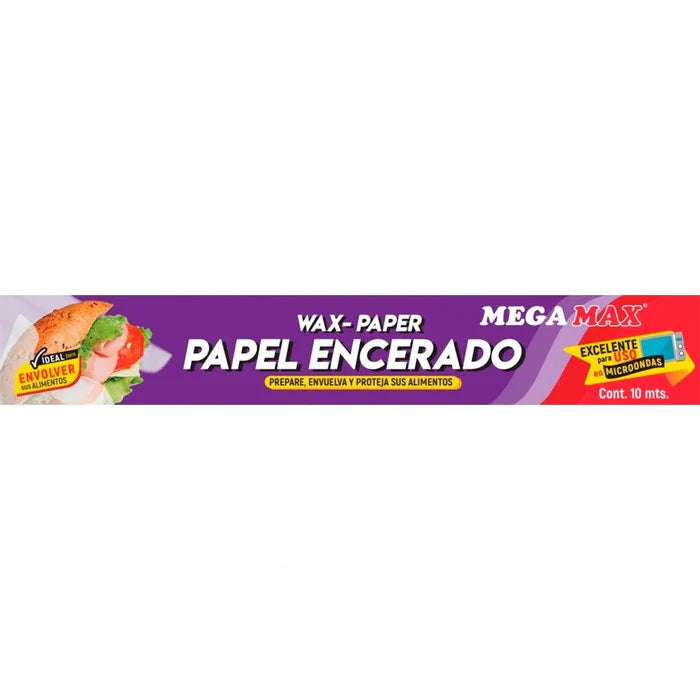 PAPEL ENCERADO 10 METROS CAL. 12 MICRAS MEGA MAX