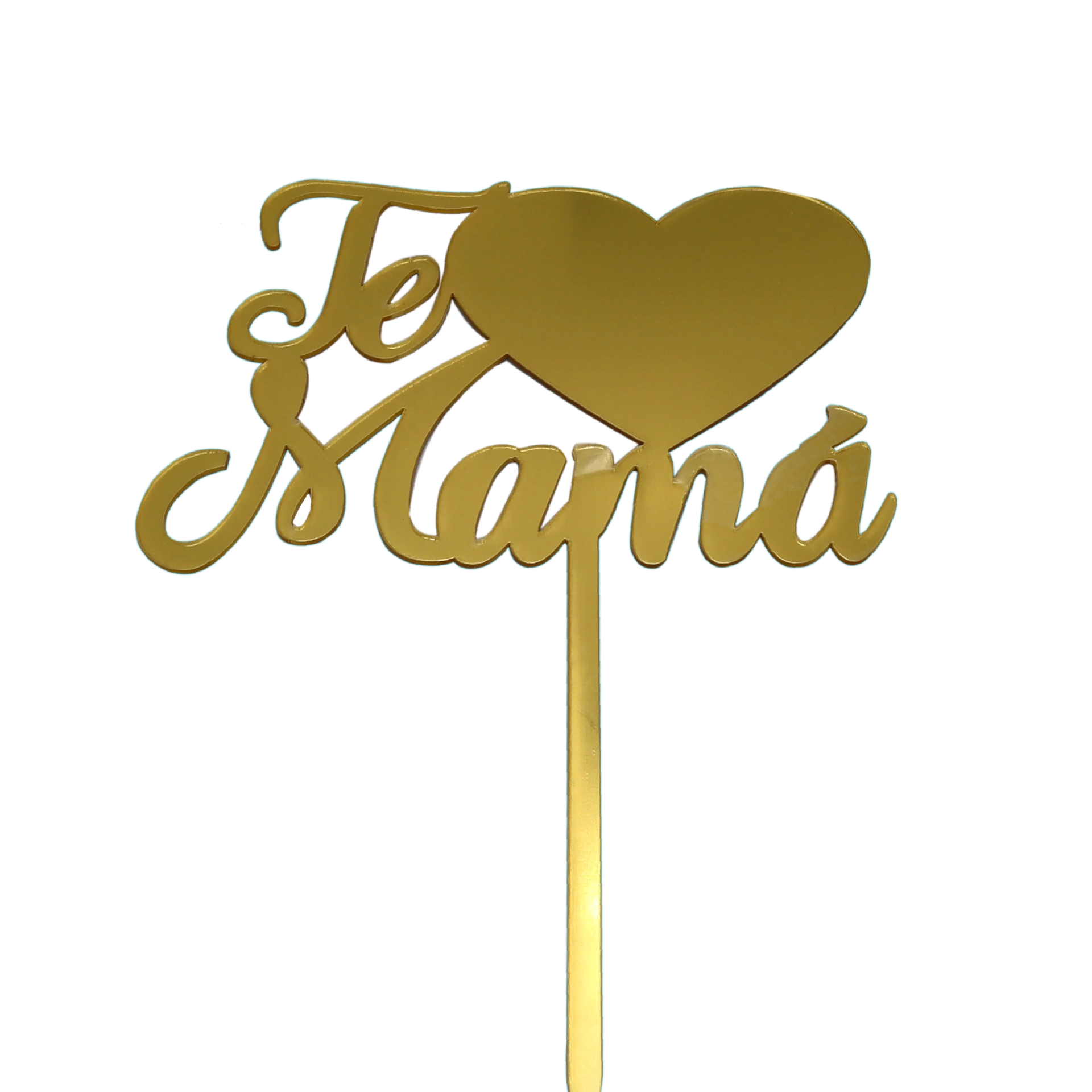 LETRERO TE AMO MAMA C/CORAZÓN ORO ALEGRIA ACRILICO