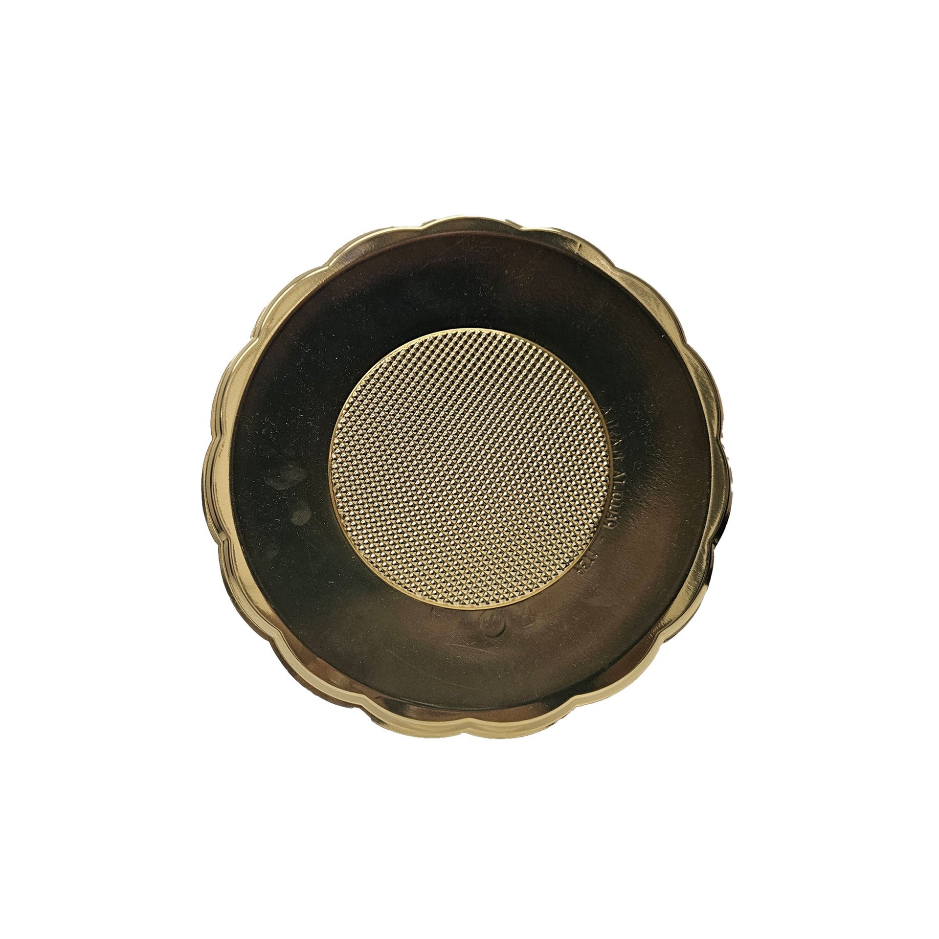 CHAROLA PLASTICO DORADA CIRCULAR 28 CM ALEGRIA