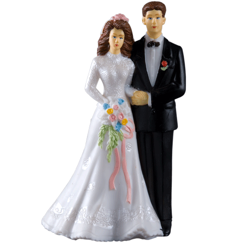 FIGURA NOVIOS PLASTICO CON VELO 3D 18CM ALEGRIA