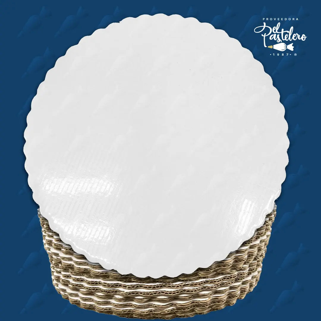 BASE DE CARTON REDONDA 40 CM BLANCO PAQUETE 50 PIEZAS