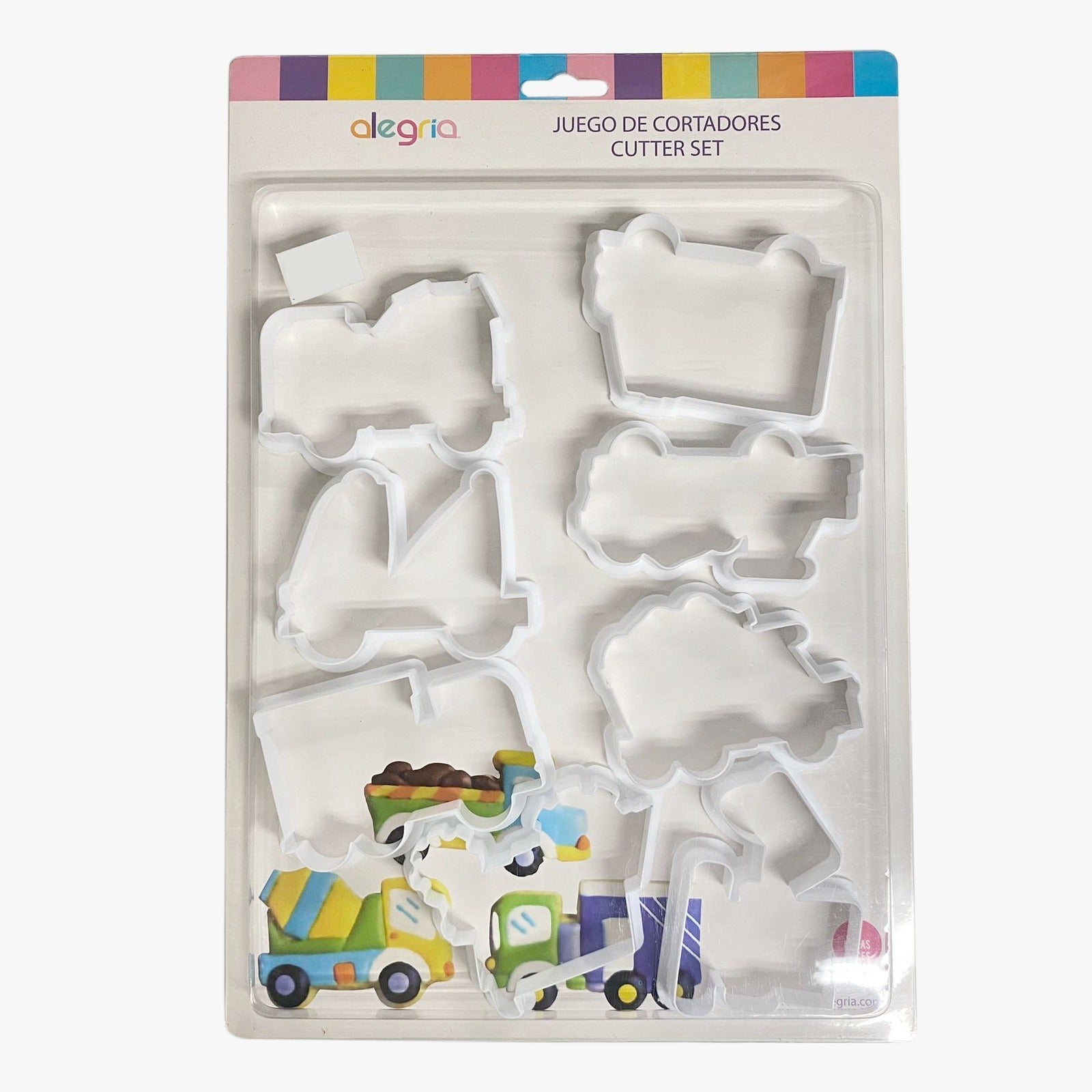 CORTADOR GALLETAS PLASTICO CAMIONCITOS 8 PIEZAS