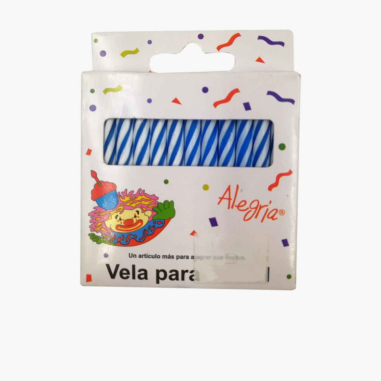 VELA CARAMELO AZUL CAJITA 24 PIEZAS ALEGRIA