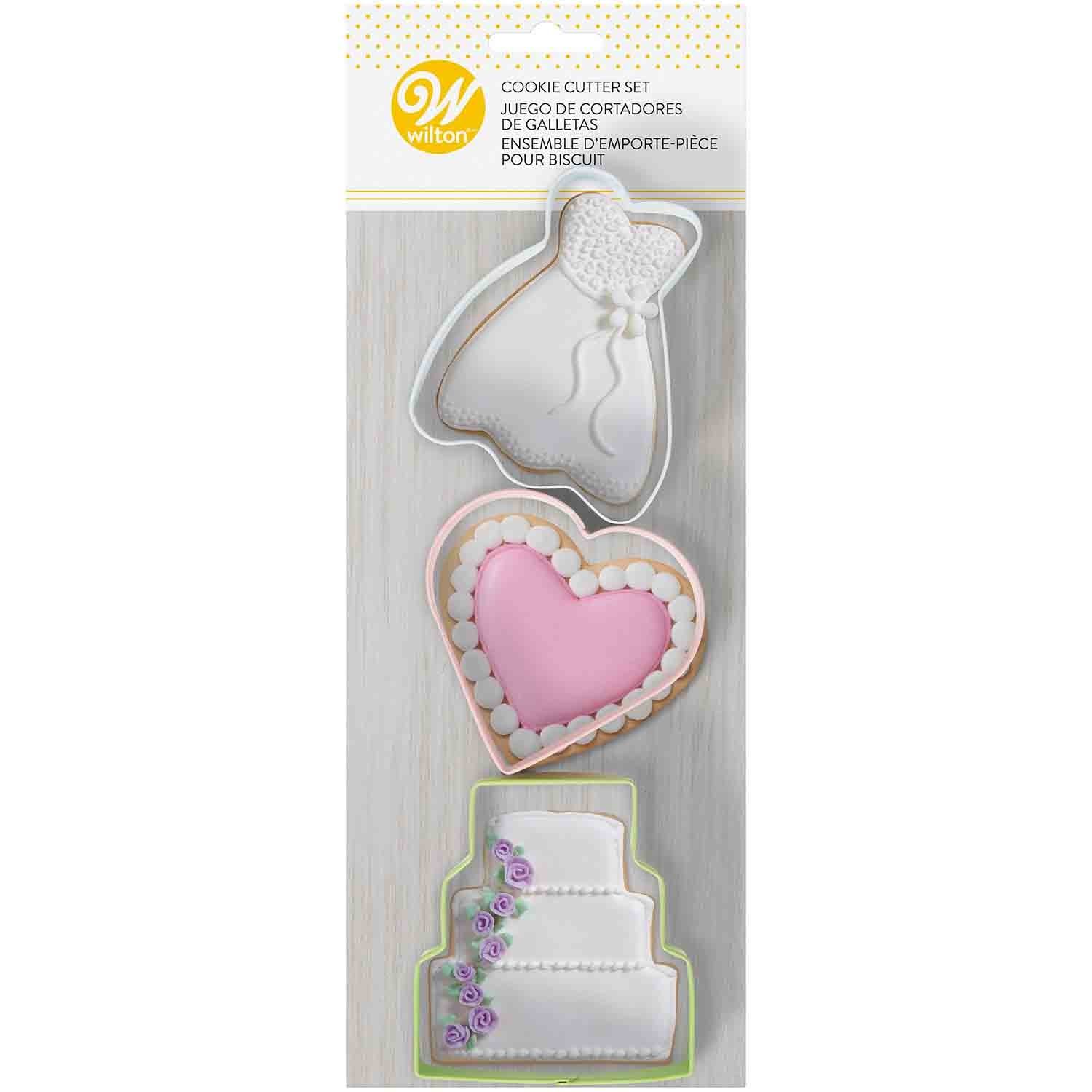 CORTADOR GALLETAS METALICO BODA 3 PIEZAS WILTON