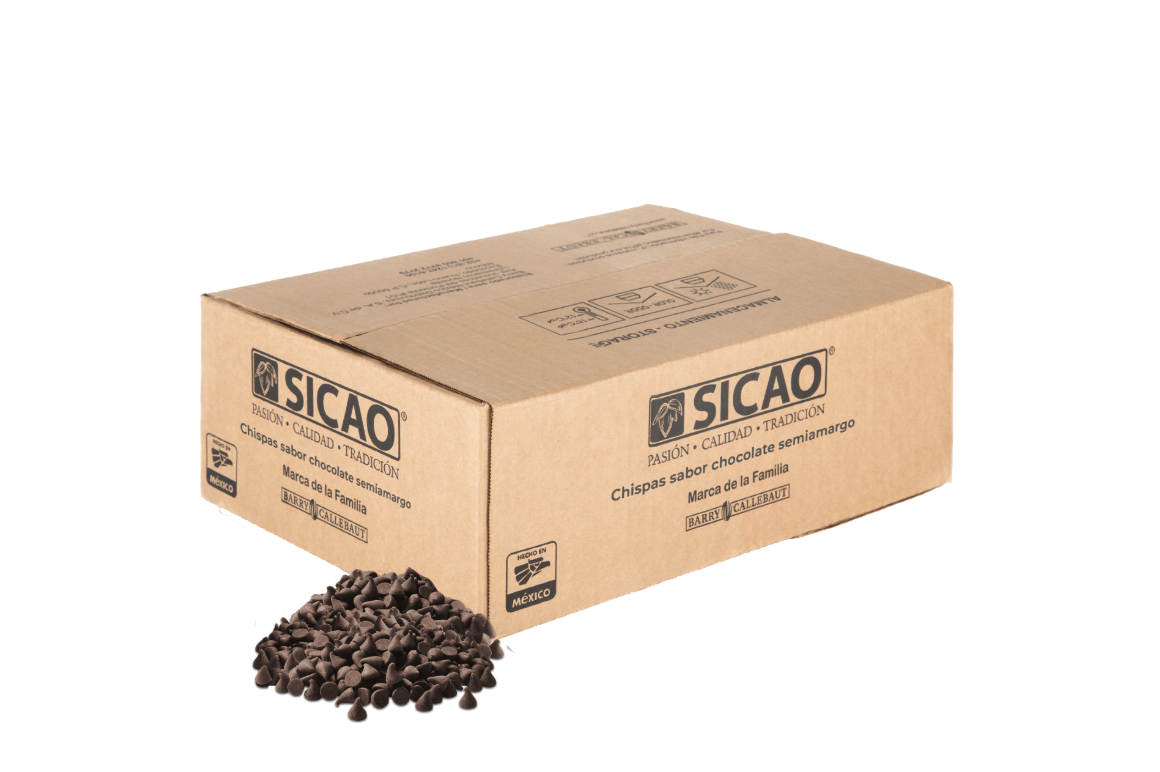 CAJA DE CHISPAS SICAO CHOCOLATE SEMIAMARGO 500 GR