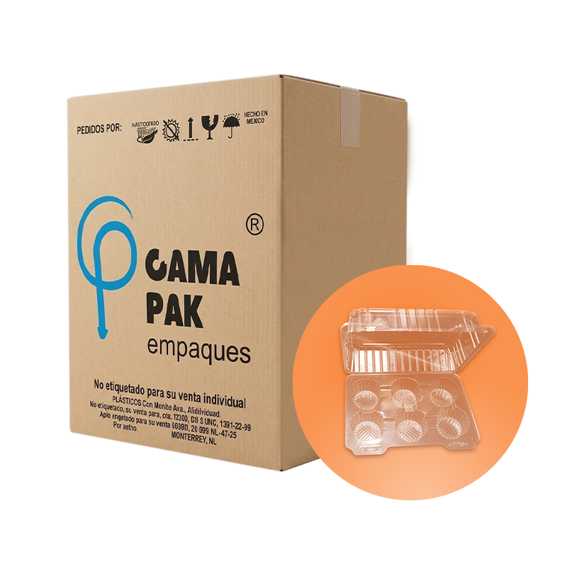 DOMO MANTECADA DE 6 CAVIDADES 23X17 CM CAJA 250 PZAS BUNZL