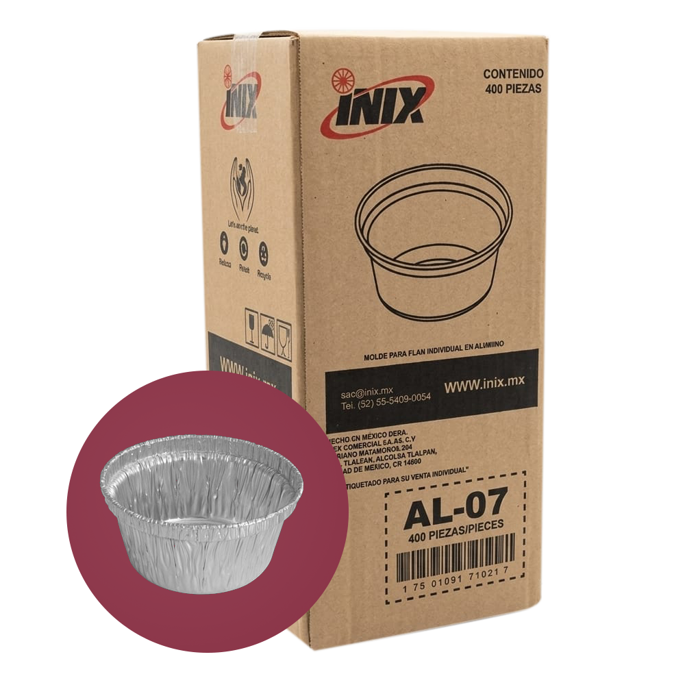 MOLDE DE ALUMINIO FLAN 7 CM CAJA C-400 INIX AL-07