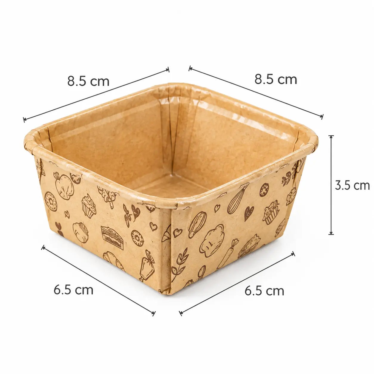 MOLDE DE PAPEL HORNEABLE CUADRADO 25 PZ IMP011
