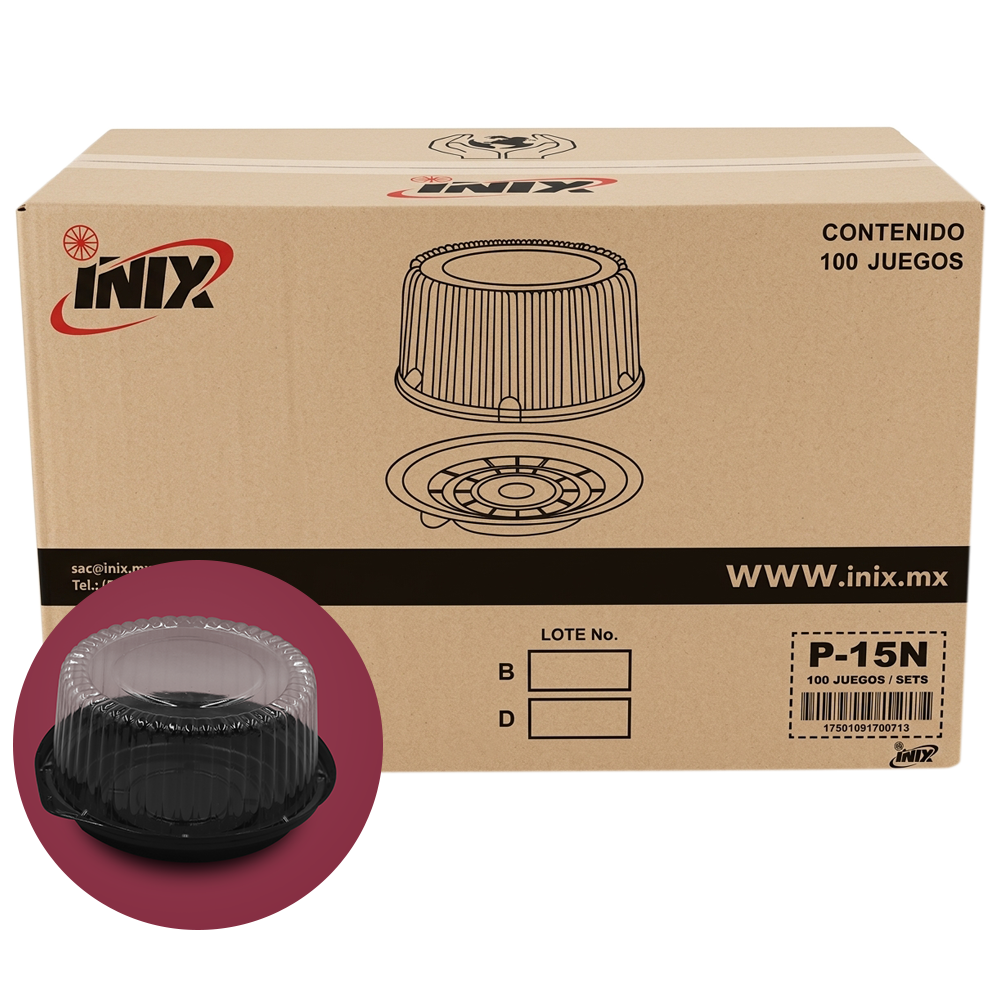 DOMO PASTEL REDONDO 15 CM CAJA C-100 INIX P-15N