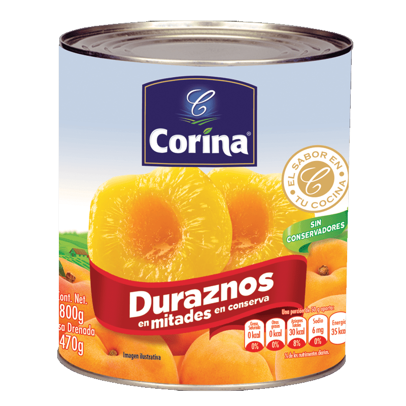 DURAZNO MITADES LATA 820 GR CORINA