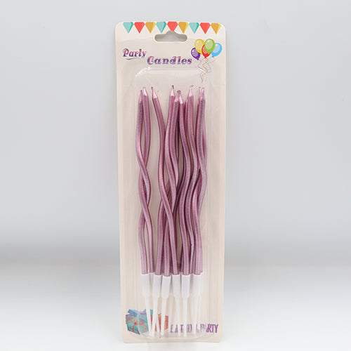 VELA ESPIRAL LARGA ROSA 12 PIEZAS