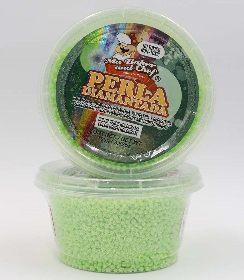 PERLA DIAMANTADA BABY VERDE HOLOGRAMA MA BAKER