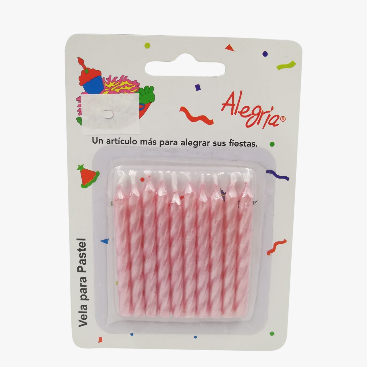 VELA CARAMELO ROSA APERLADO 10 PIEZAS ALEGRIA