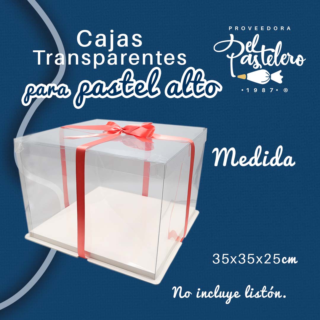 CAJA PARA PASTEL TRANSPARENTE 35X35X25
