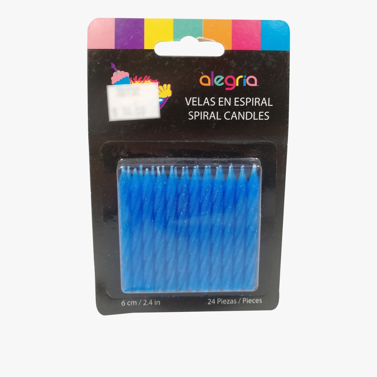 VELA ESPIRAL AZUL BRILLOS 24 PIEZAS ALEGRIA