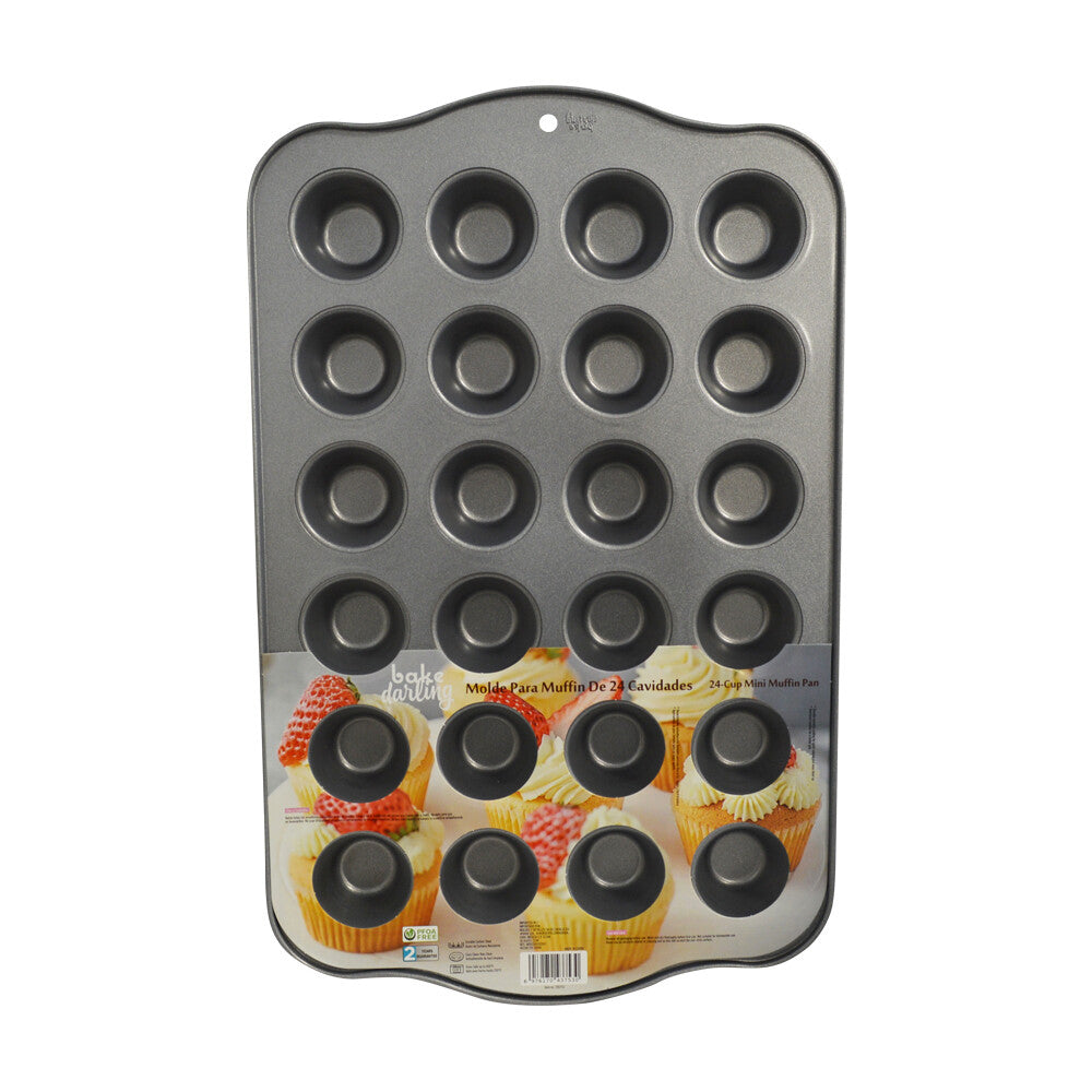 CHAROLA MINI MUFFIN 24 CAVIDADES BAKE DARLING