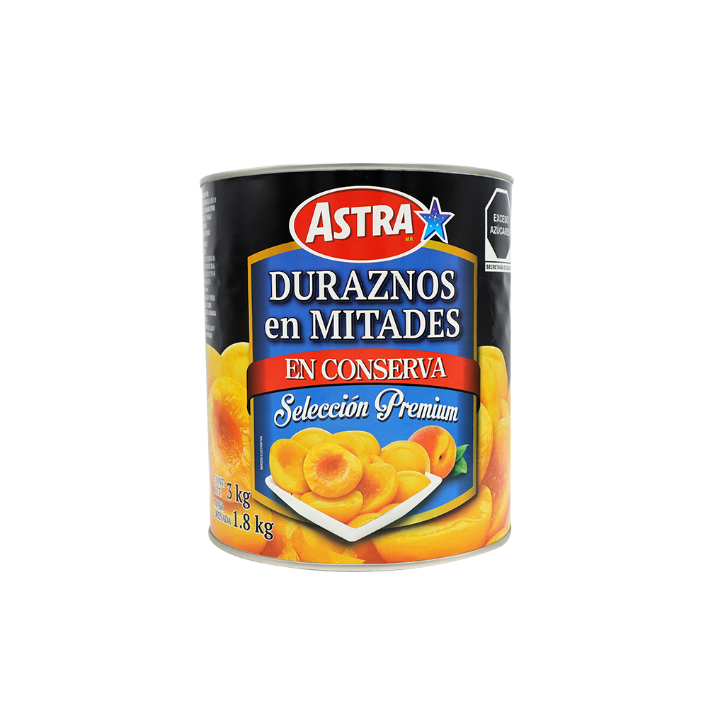 DURAZNOS MITADES PREMIUM LATA 3 KG ASTRA