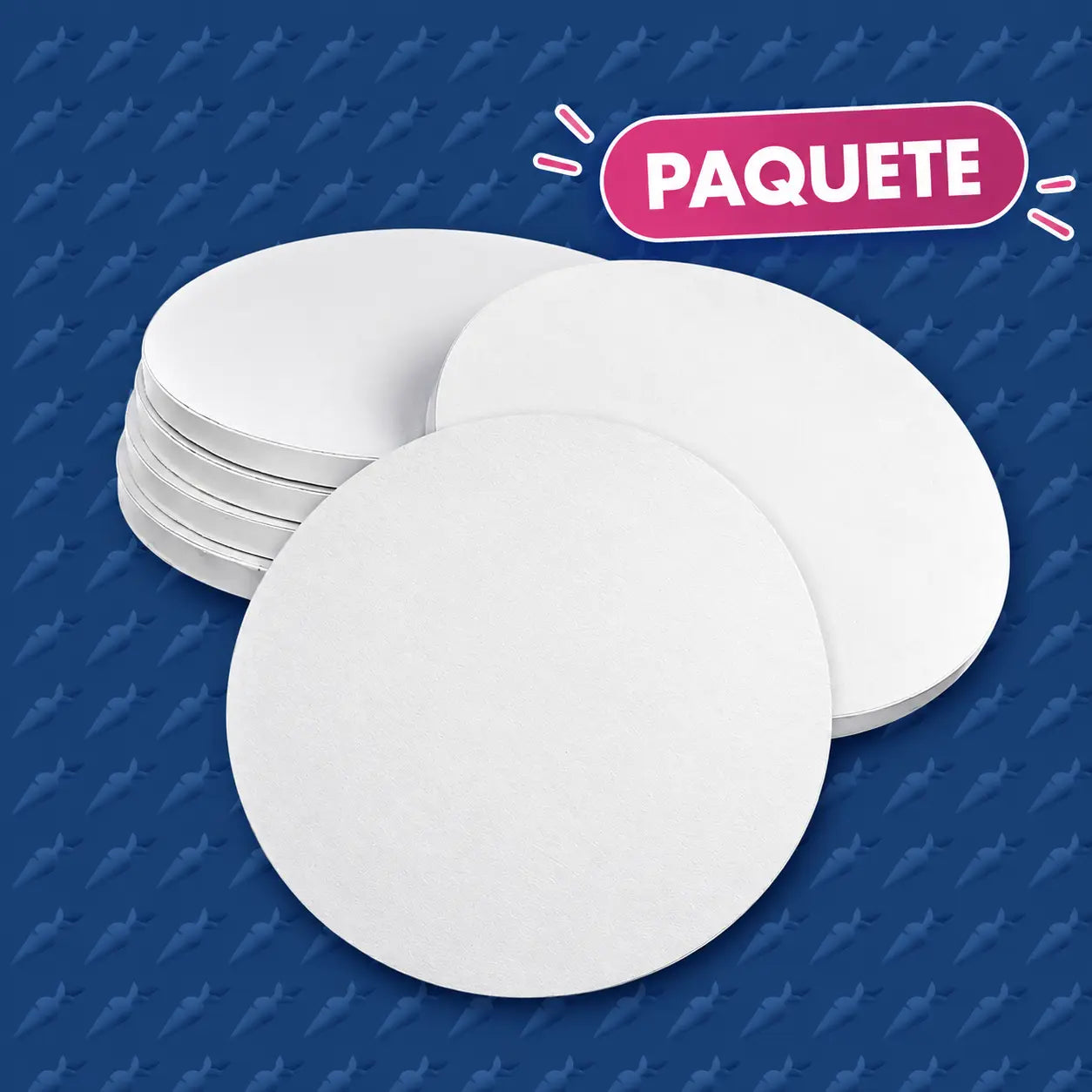 BASE DE CARTON REDONDA DOBLE LISTON BLANCO 40 CM PAQUETE 25 PIEZAS