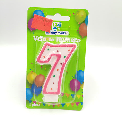 VELA NUMERICA CONFETTI ROSA NUMERO 7