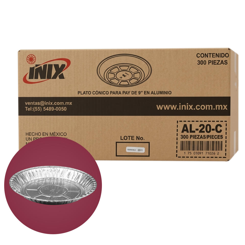 MOLDE DE ALUMINIO PAY 9" 23 CM CAJA C-300 INIX AL-20-C