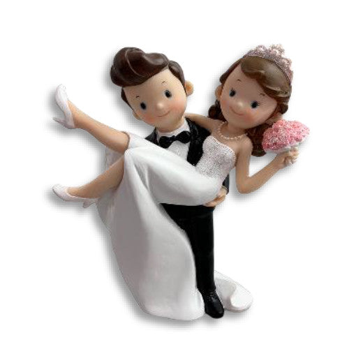 FIGURA NOVIOS CARGANDO NOVIA POLIRESINA16 CM ALEGRIA