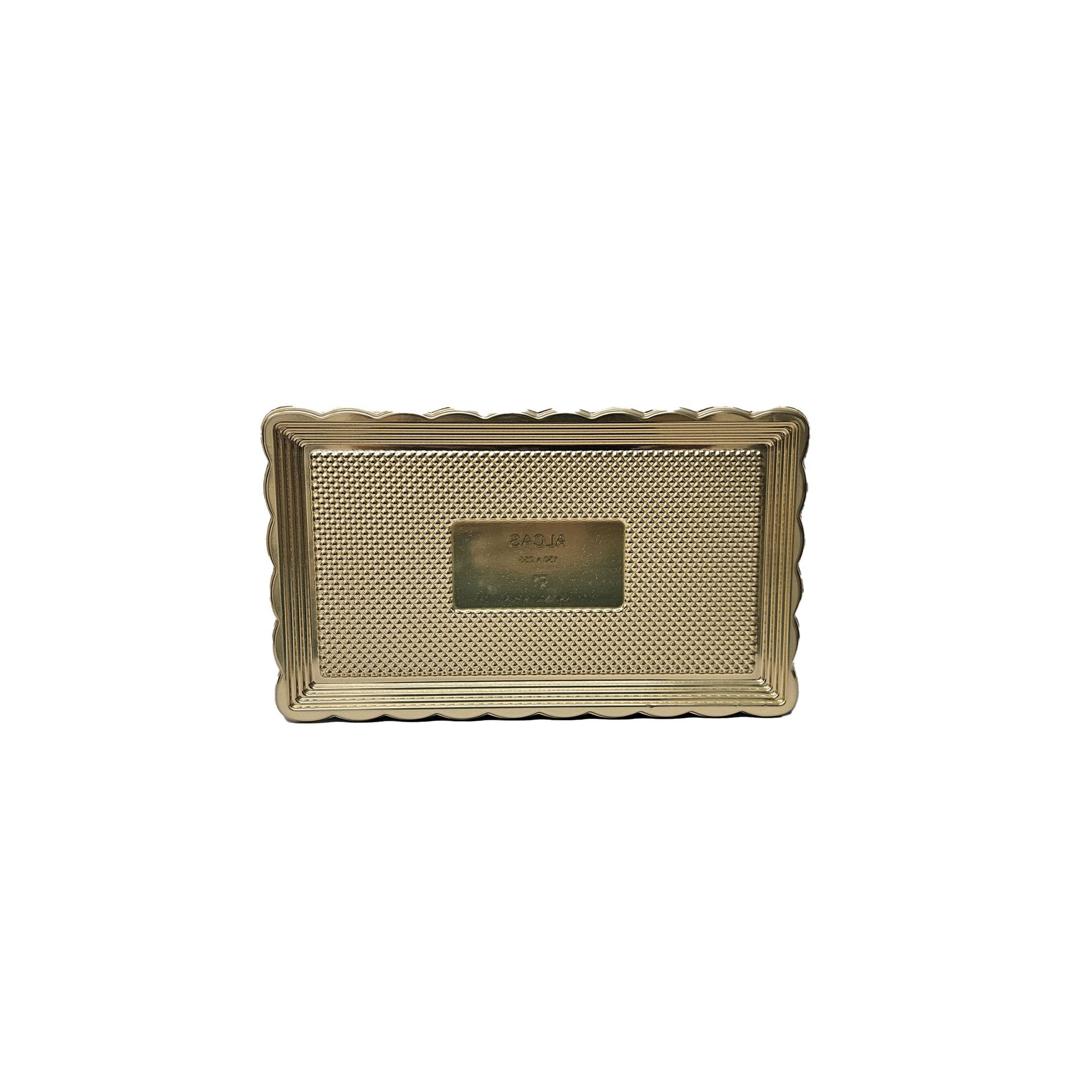 CHAROLA PLASTICO DORADA RECTANGULAR 15X25CM ALEGRIA