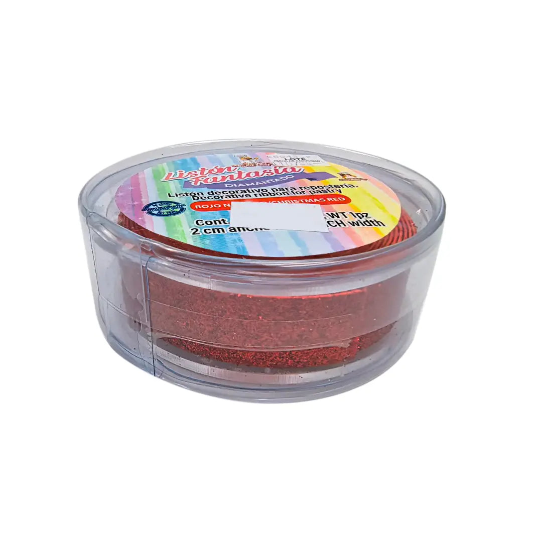 LISTON FANTASIA DIAMANTADO ROJO NAVIDAD 2 CM LISFADI2RONA-840