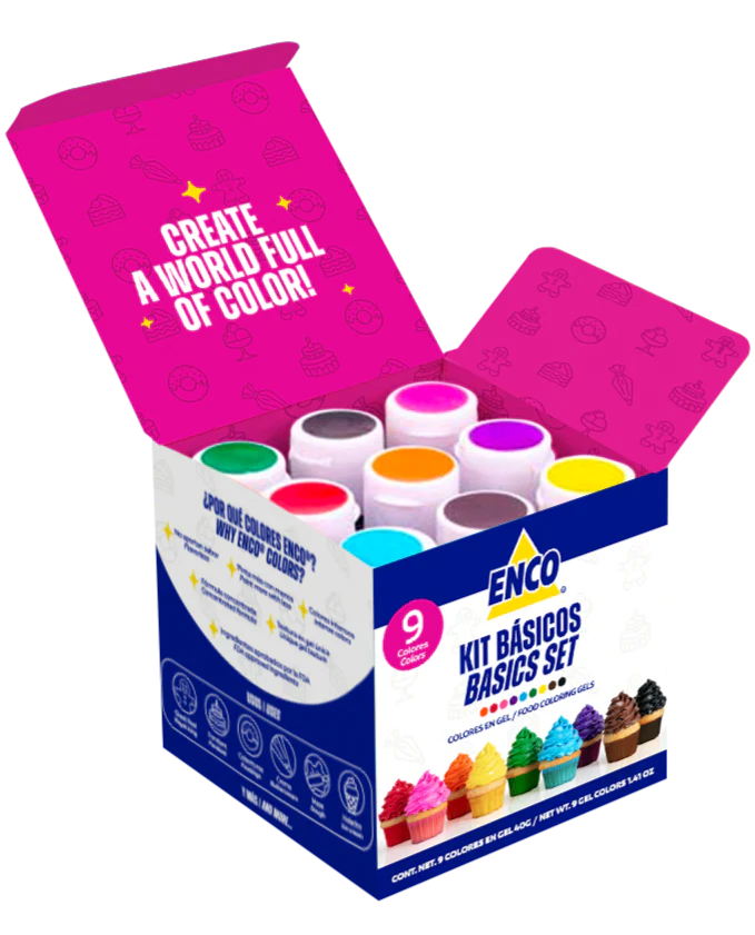 KIT 9 COLORES EN GEL BASICOS 40 GR ENCO