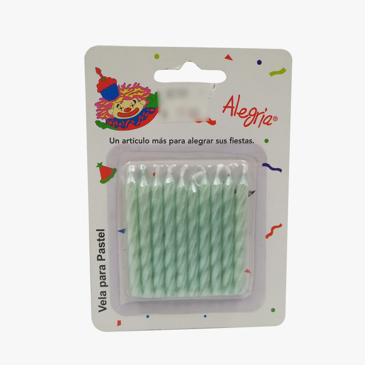 VELA CARAMELO VERDE APERLADO 10 PIEZAS ALEGRIA