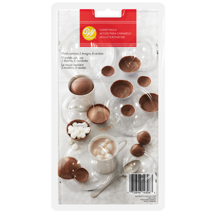MOLDE CHOCOLATE MEDIA ESFERA 6 CAVIDADES WILTON