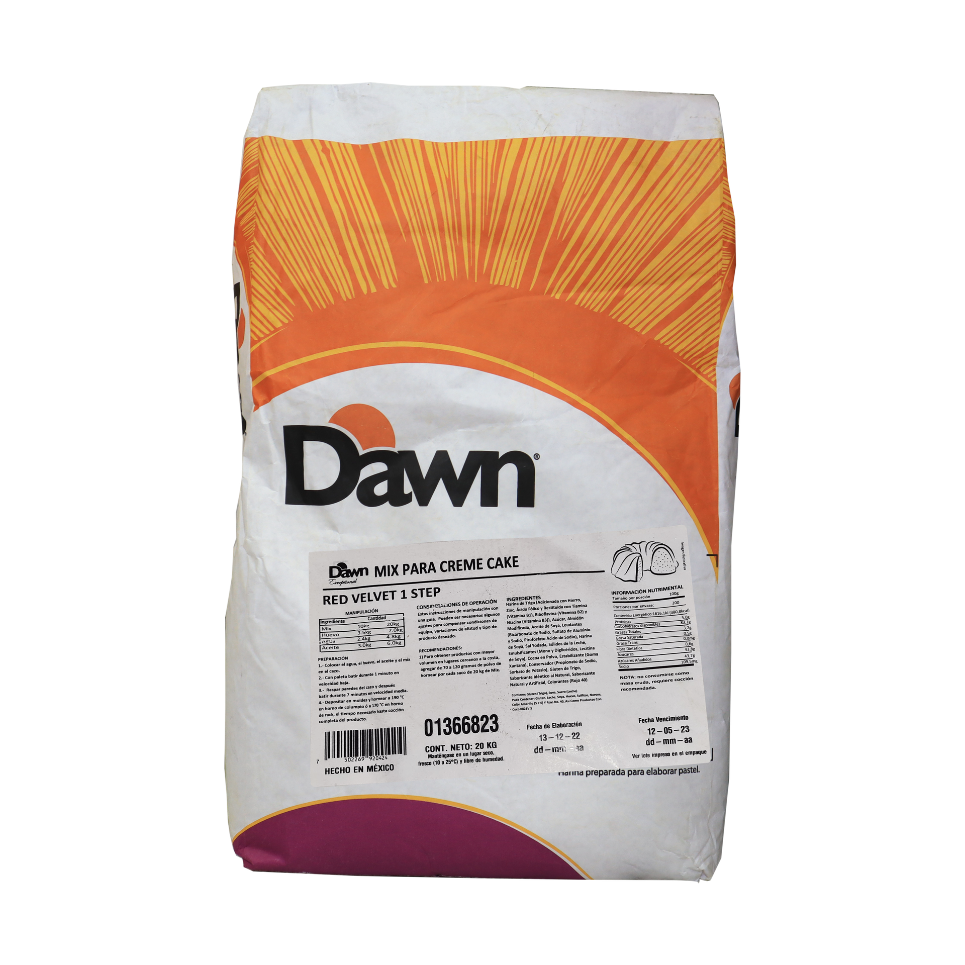 HARINA PREPARADA RED VELVET BULTO 20 KG DAWN
