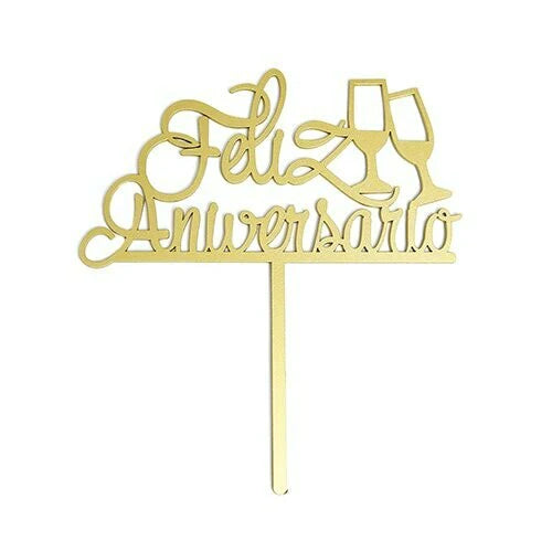 LETRERO GRANDE FELIZ ANIVERSARIO ORO BAKE DARLING