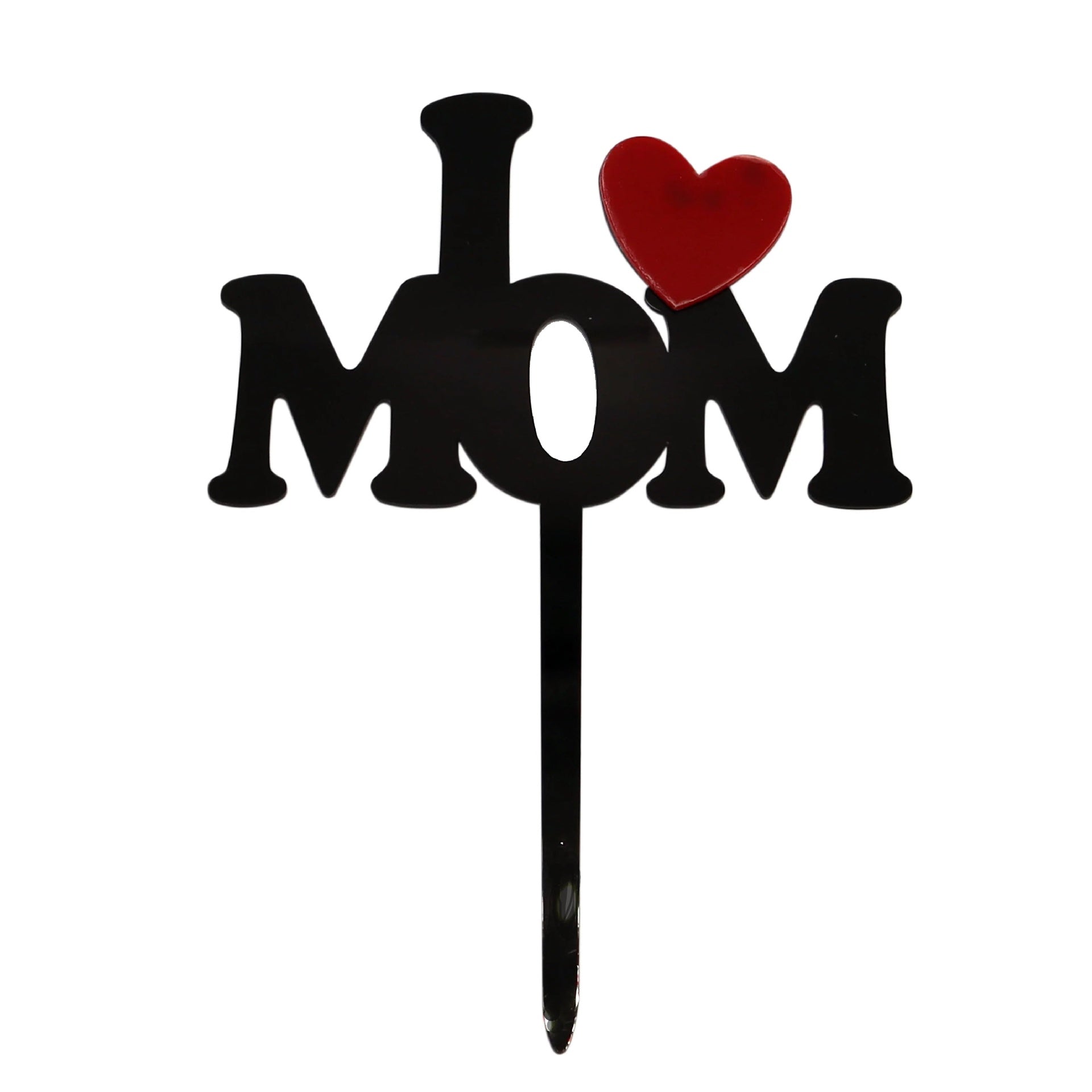 LETRERO I LOVE MOM NEGRO ACRILICO ALEGRIA