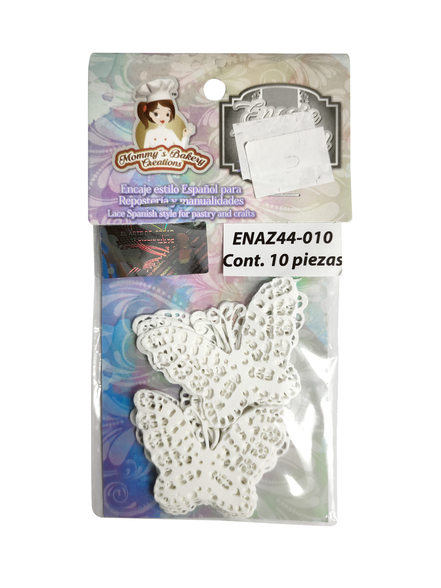 ENCAJE AZUCAR MARIPOSA 3.2 X 4 CM CON 10 PIEZAS