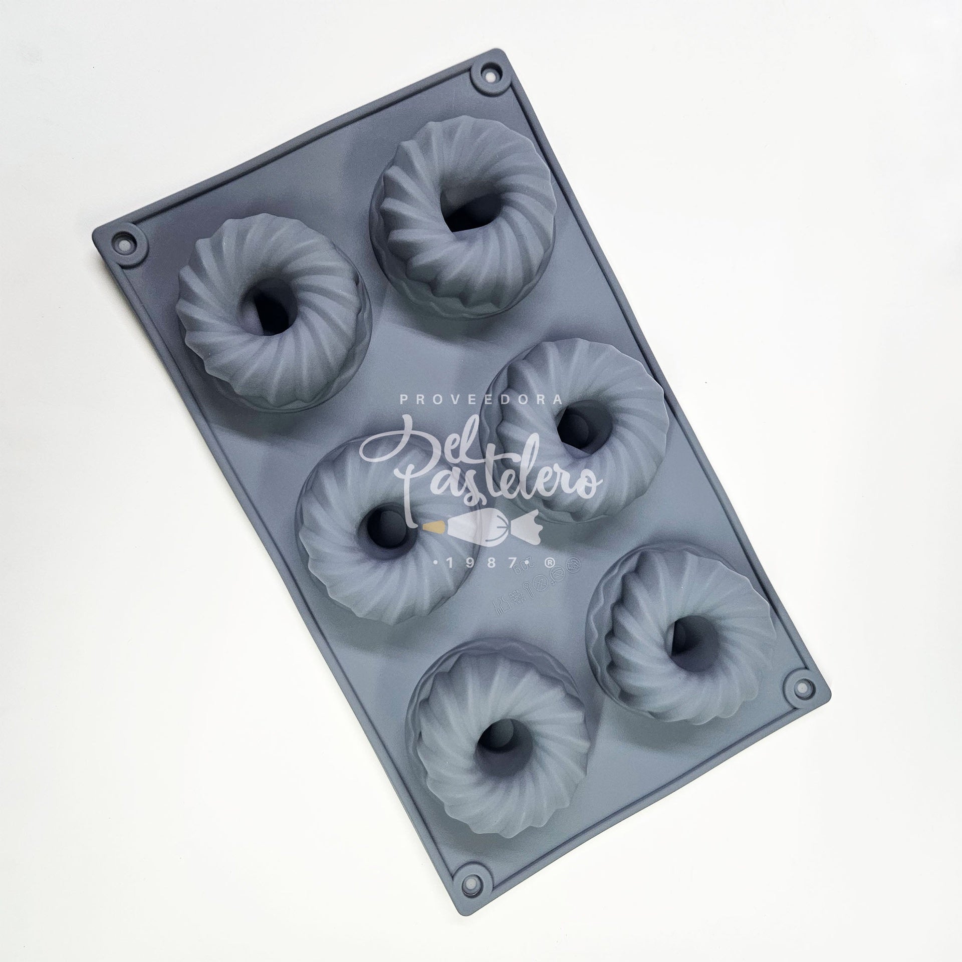 MOLDE SILICÓN ROSCA 6 CAVIDADES 28 X 16 ALEGRIA