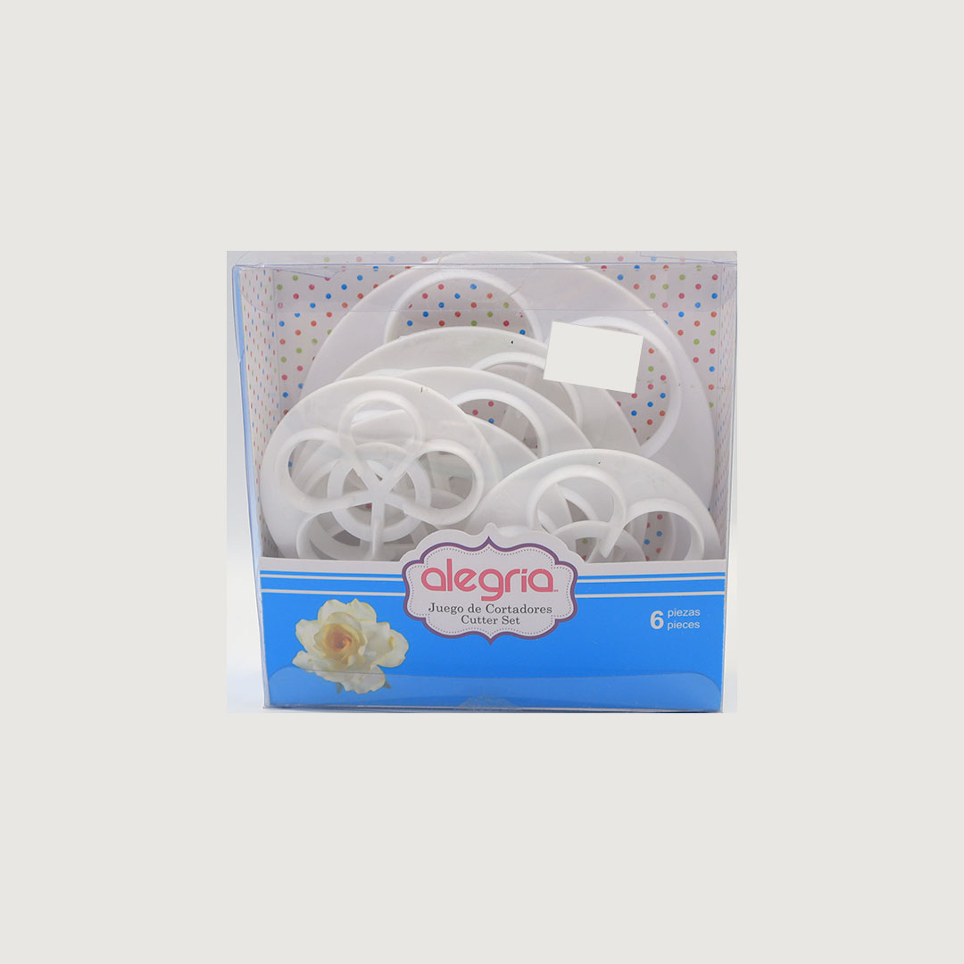 CORTADOR FONDANT PLASTICO FLOR ROSA 6 PIEZAS ALEGRIA