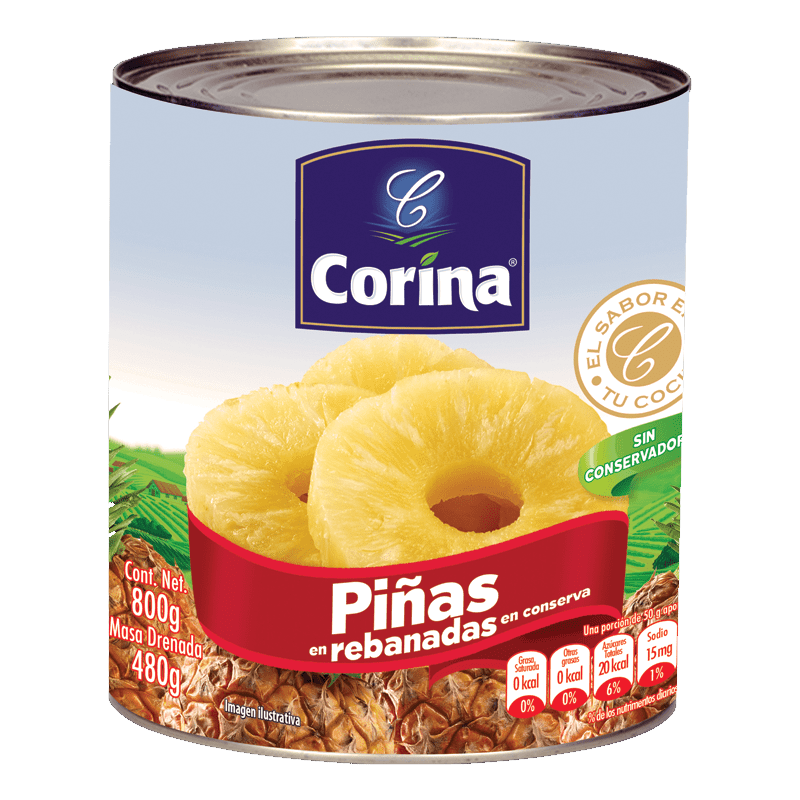 PIÑA EN REBANADAS LATA 820 GR CORINA