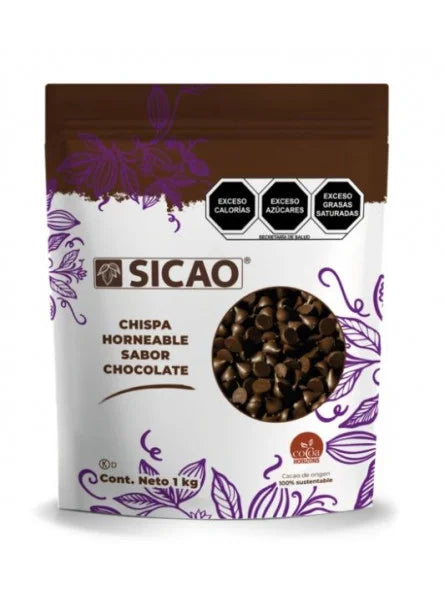 CHISPAS HORNEABLES CHOCOLATE SEMIAMARGO BOLSA 1 KG SICAO