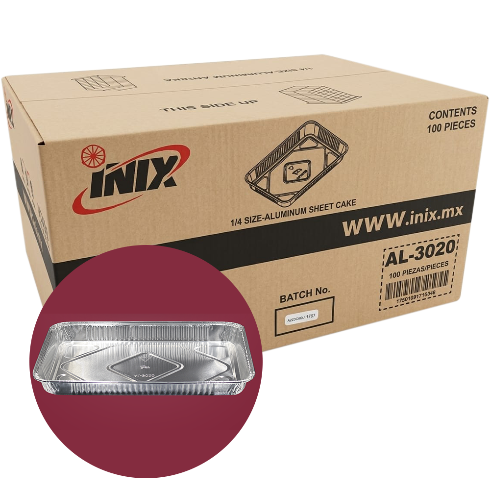 MOLDE ALUMINIO PASTEL 1/4 DE PLANCHA CAJA C-100 INIX AL-302