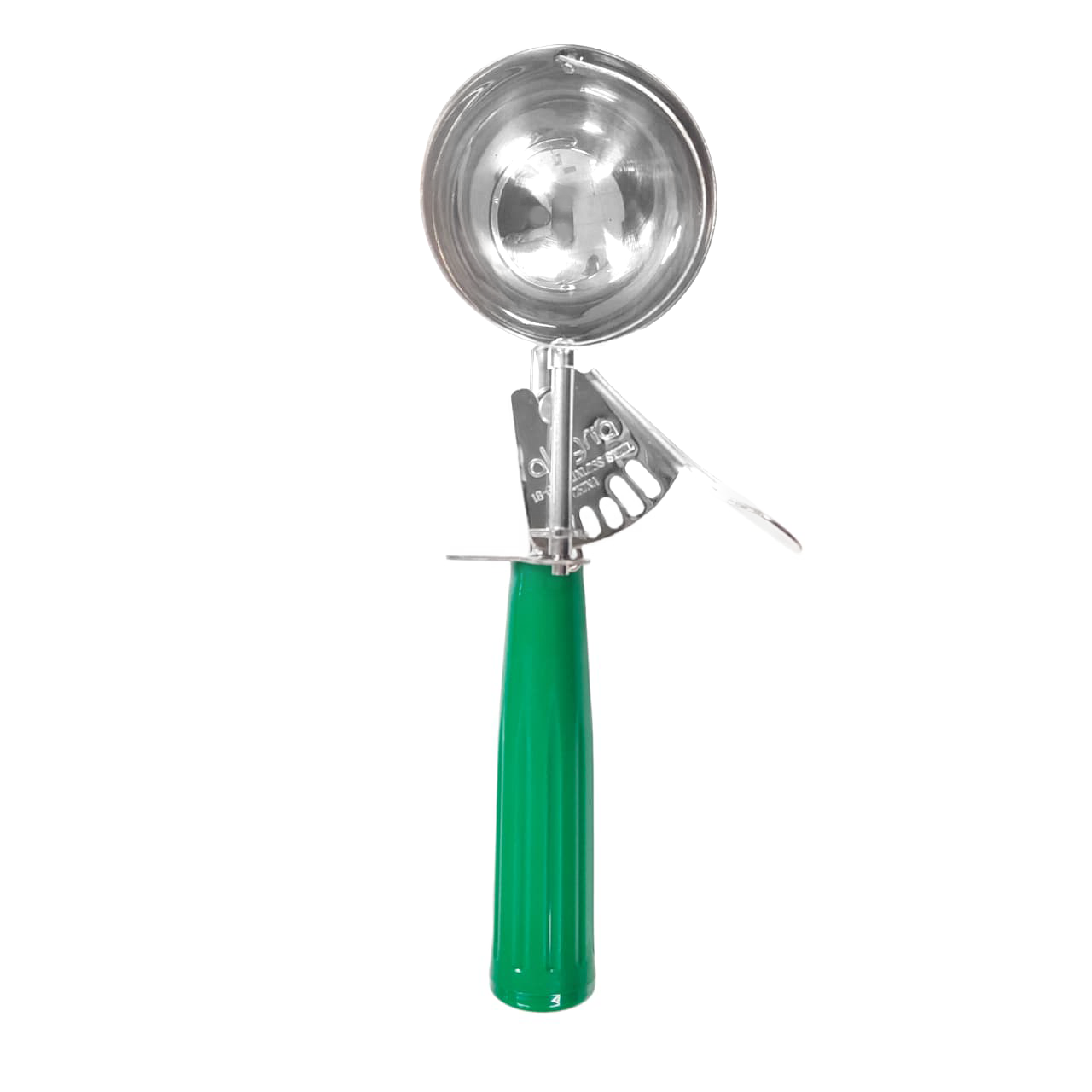 CUCHARA HELADO ACERO INOXIDABLE VERDE 6.6CM ALEGRIA