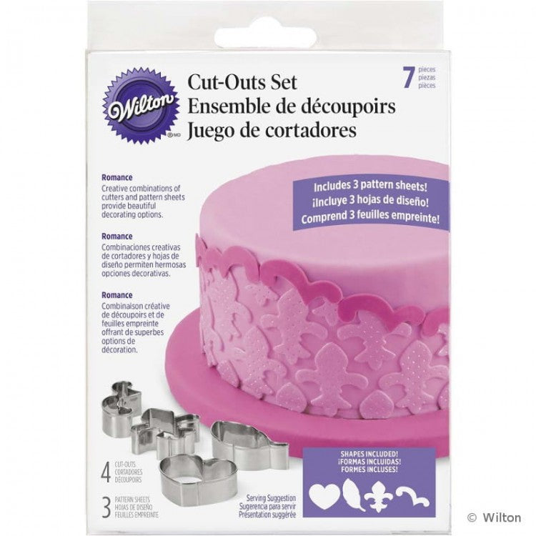 CORTADOR FONDANT METALICO ROMANCE WILTON 4 PIEZAS