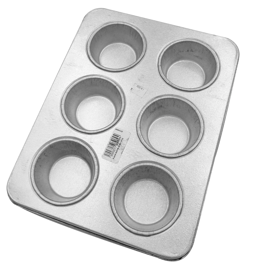 CHAROLA MUFFIN ZINTROALUM 06 CAVIDADES 27 X 36 CM ACSA ZCH60