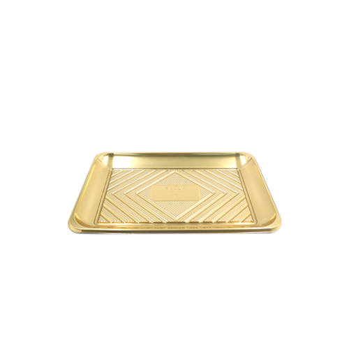 CHAROLA PLASTICO DORADA RECTANGULAR 15 X 20 CM