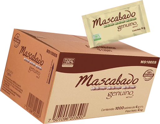 AZUCAR MASCABADO GENUINO CAJA CON 1000 SOBRES DE 4 GR METCO