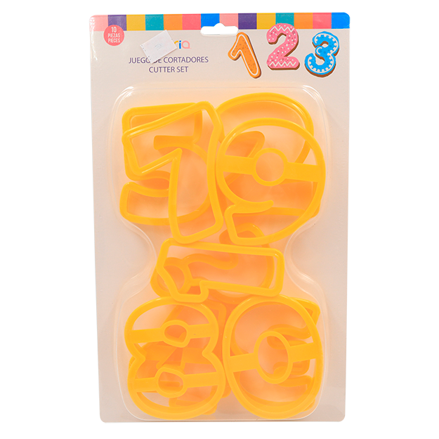 CORTADOR GALLETAS PLASTICO NUMERO 10 PIEZAS DE 8CM
