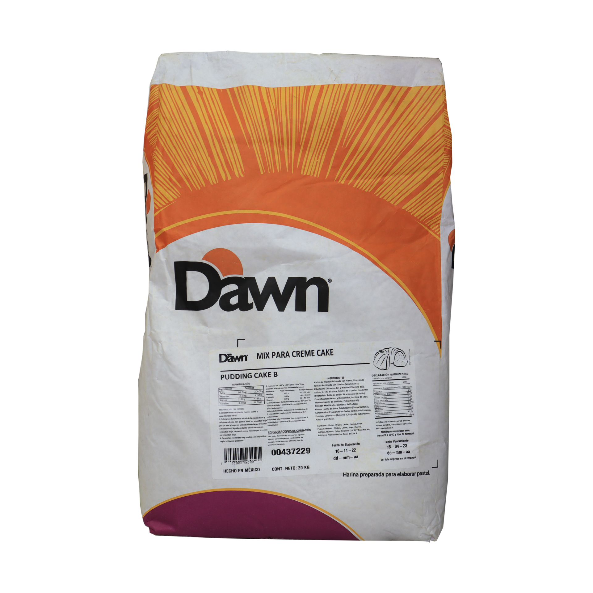 HARINA PREPARADA PUDDING CAKE BULTO 20 KG DAWN