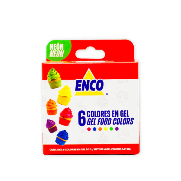 KIT 6 COLORES EN GEL NEON 20 GR ENCO